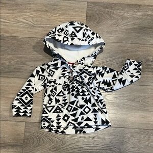 Carter's Black and White Geometric Fleece Hoodie Size 24 months